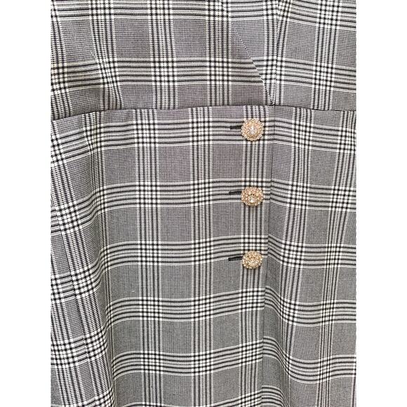 Zara Plaid Blazer Dress Jewel Buttons - Picture 4 of 6